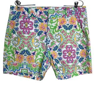 Sunsets & Sweet Tea Chino Shorts Boho Paisley Floral Colorful Cottage Size 12